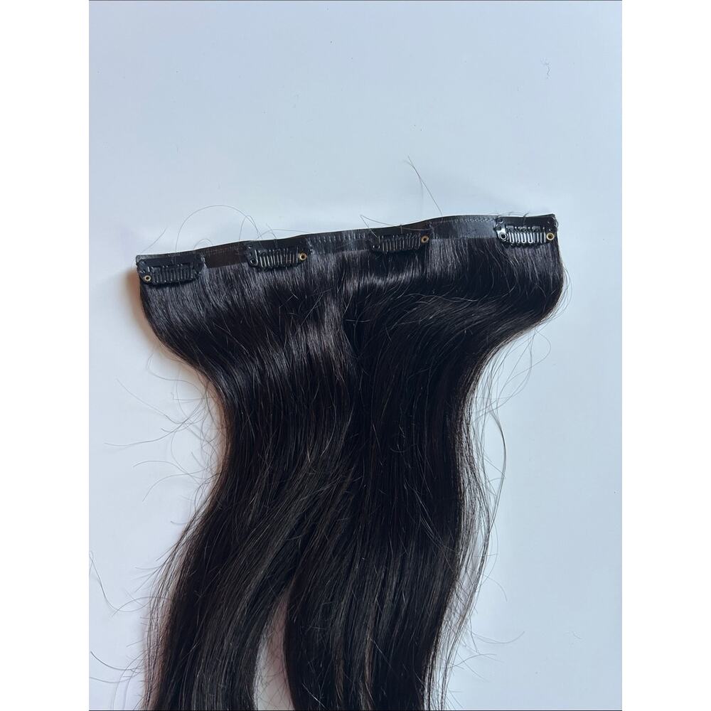 Luxy Seamless Clip In Hair Extensions 16” Inch 140g 1B Off Black Remy Human Hair - Picture 8 of 16